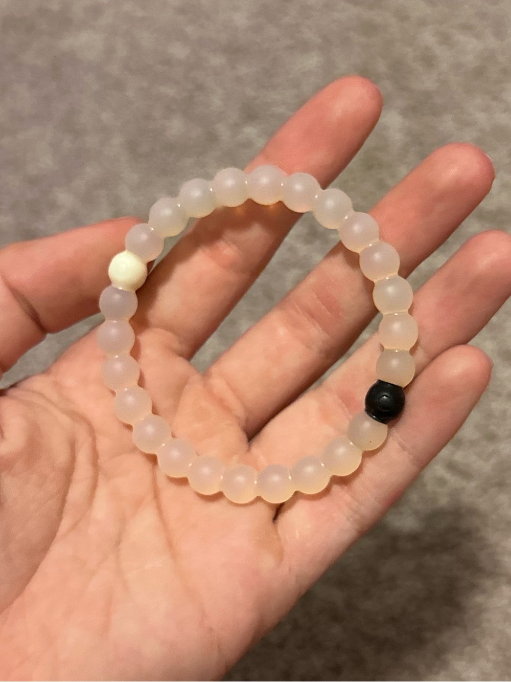 Original Lokai Matte Frosted White Bracelet with Accent Beads
